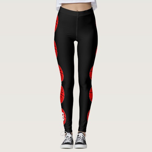 Red Basketball Player Custom Jersey Number Sport Leggings (Vorderseite)