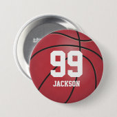 Red Basketball | Schaltfläche Personalisieren Button (Vorne & Hinten)