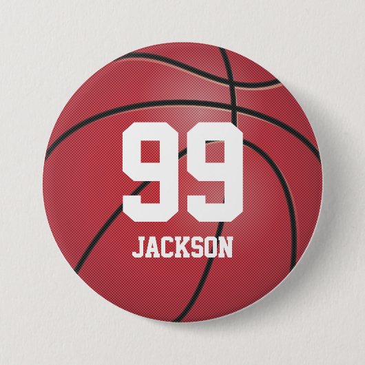Red Basketball | Schaltfläche Personalisieren Button (Vorderseite)