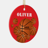 Red Basketball Sports Kids - Weihnachten Keramik Ornament (Rechts)