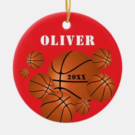 Red Basketball Sports Kids - Weihnachten Keramik Ornament (Vorne)