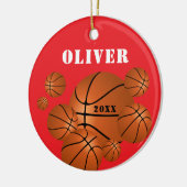 Red Basketball Sports Kids - Weihnachten Keramik Ornament (Links)