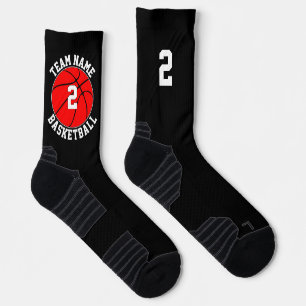 Red Basketball Team Name und Anzahl Sport Socken