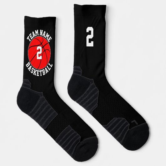Red Basketball Team Name und Anzahl Sport Socken (Rechts)