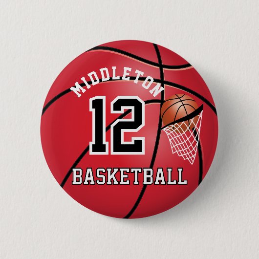 Red Basketball 🏀 und Hoop | DIY Text Button (Vorderseite)