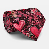 Red Batik inspiriert Valentine Heart Neck Tie Krawatte (Gerollt)
