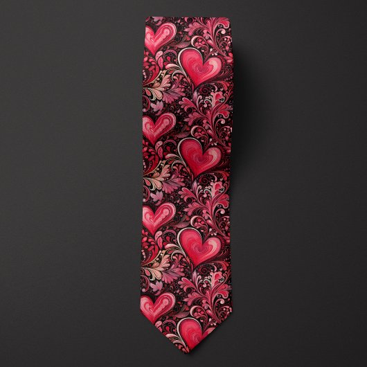 Red Batik inspiriert Valentine Heart Neck Tie Krawatte
