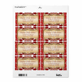Red Batik Monogram Wedding Address Labels (Vorne)