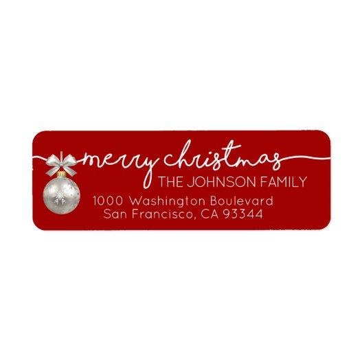 Red Bauble Frohe Weihnachts-Rücksendeadresse (Vorne)