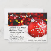 Red Bauble Snow Custom Einladungen (Vorderseite)