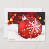 Red Bauble Snow Custom Einladungen (Rückseite)