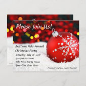 Red Bauble Snow Custom Einladungen (Vorne/Hinten)