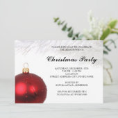 Red Bauble Weihnachts-Party Einladung (Stehend Vorderseite)