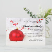 Red Baubles Chrismas Party Einladung (Stehend Vorderseite)