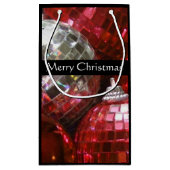 Red Baubles Frohe Weihnachts kleine schwarz Geschenktüte (Rückseite)