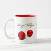 Red Baubles Frohe Weihnachts-Tasse Zweifarbige Tasse (Links)