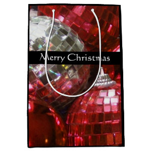 Red Baubles Frohe Weihnachtsgeschenk Tasche Mittel Mittlere Geschenktüte