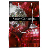 Red Baubles Frohe Weihnachtsgeschenk Tasche Mittel Mittlere Geschenktüte (Rückseite)