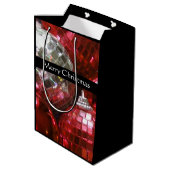 Red Baubles Frohe Weihnachtsgeschenk Tasche Mittel Mittlere Geschenktüte (Rückseite Schrägansicht)
