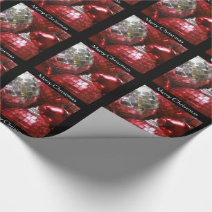 Red Baubles Frohe Weihnachtsverpackung Papier schw Geschenkpapier