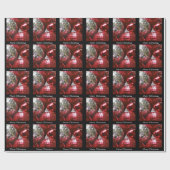 Red Baubles Frohe Weihnachtsverpackung Papier schw Geschenkpapier (Flach)