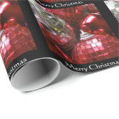 Red Baubles Frohe Weihnachtsverpackung Papier schw Geschenkpapier (Rolleneckpunkt)