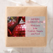 Red Baubles Geschenketikett Roter Text (Insitu)
