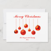 Red Baubles mit Frohe Weihnachts-anpassbare Karte (Vorderseite)