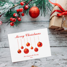 Red Baubles mit Frohe Weihnachts-anpassbare Karte