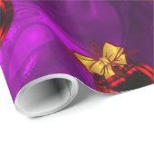 Red Baubles on Swirting Lila Weihnachten Geschenkpapier (Rolleneckpunkt)