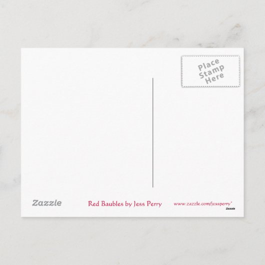 Red Baubles Postkarte "Frohe Weihnachten" (Rückseite)