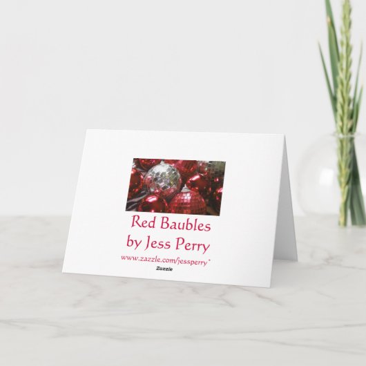 Red Baubles 'Season's Greetings' Karte (Rückseite)