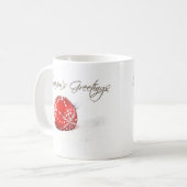Red Baubles Season's Greetings Tasse (Vorderseite Links)