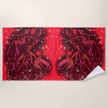 Red Beach Handtuchtücher laufen in der Sternennach