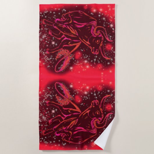 Red Beach Handtuchtücher laufen in der Sternennach Strandtuch (Vorderseite)