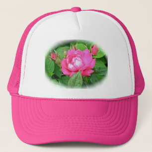 Red Beach Rose & Buds Hat Truckerkappe