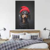 Red Beanie Dackel Leinwanddruck (Insitu (Schlafzimmer))