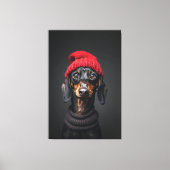 Red Beanie Dackel Leinwanddruck (Vorderseite)