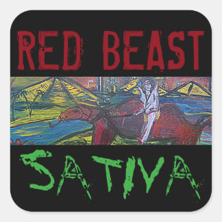RED BEAST SATIVA QUADRATISCHER AUFKLEBER