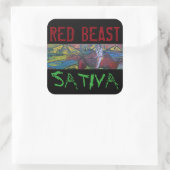 RED BEAST SATIVA QUADRATISCHER AUFKLEBER (Tasche)
