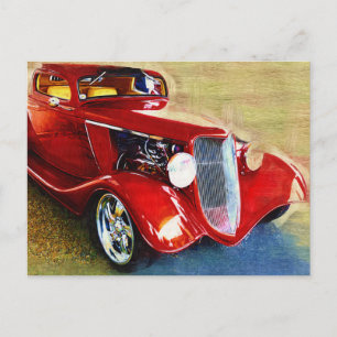 Red Beauty - Klassisches Sammlerauto Postkarte