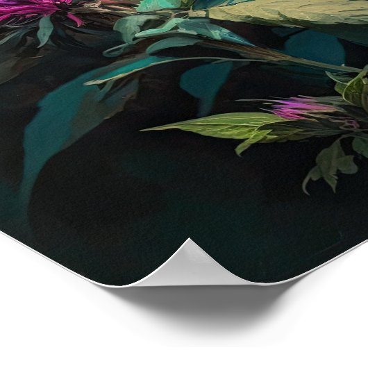 Red Bee Balm Blume Art Print Poster (Ecke)