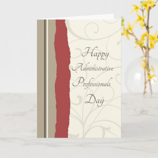 Red Beige Administrative Professionals Day Card Karte (Gelbe Blume)