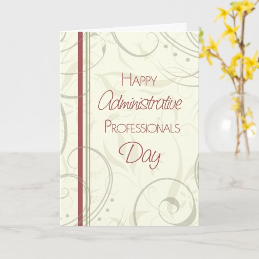 Red Beige Administrative Professionals Day Card Karte (Gelbe Blume)