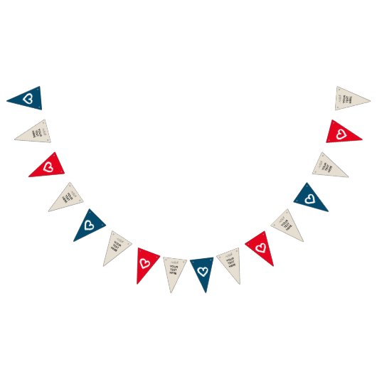 Red Beige Blue Hearts Party DIY CUSTOMIZE IT Wimpelkette (Alle)