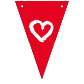 Red Beige Blue Hearts Party DIY CUSTOMIZE IT Wimpelkette (Dritte Fahne)