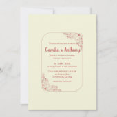 Red Beige Blume Border Boho Rustic Wedding Einladung (Vorderseite)