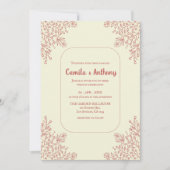Red Beige Corner Blume Border Boho Rustic Wedding Einladung (Vorderseite)