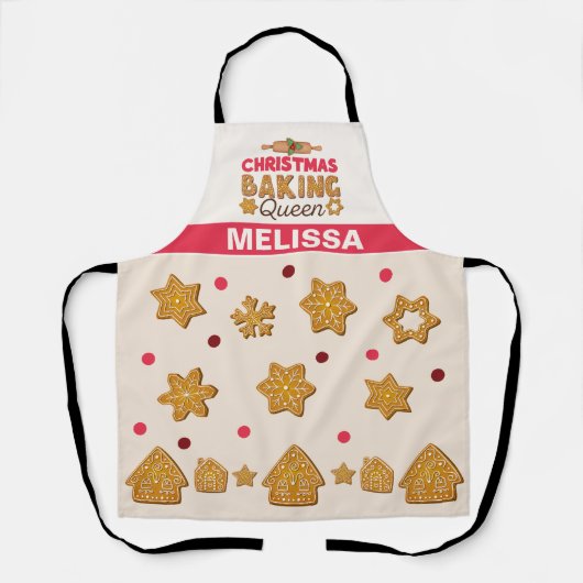 Red Beige Creme Cookie Weihnachtsgebäck Königin Schürze (Vorderseite)