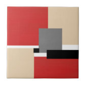 Red Beige Gray Schwarz-weiß Geometric Fliese (Vorderseite)